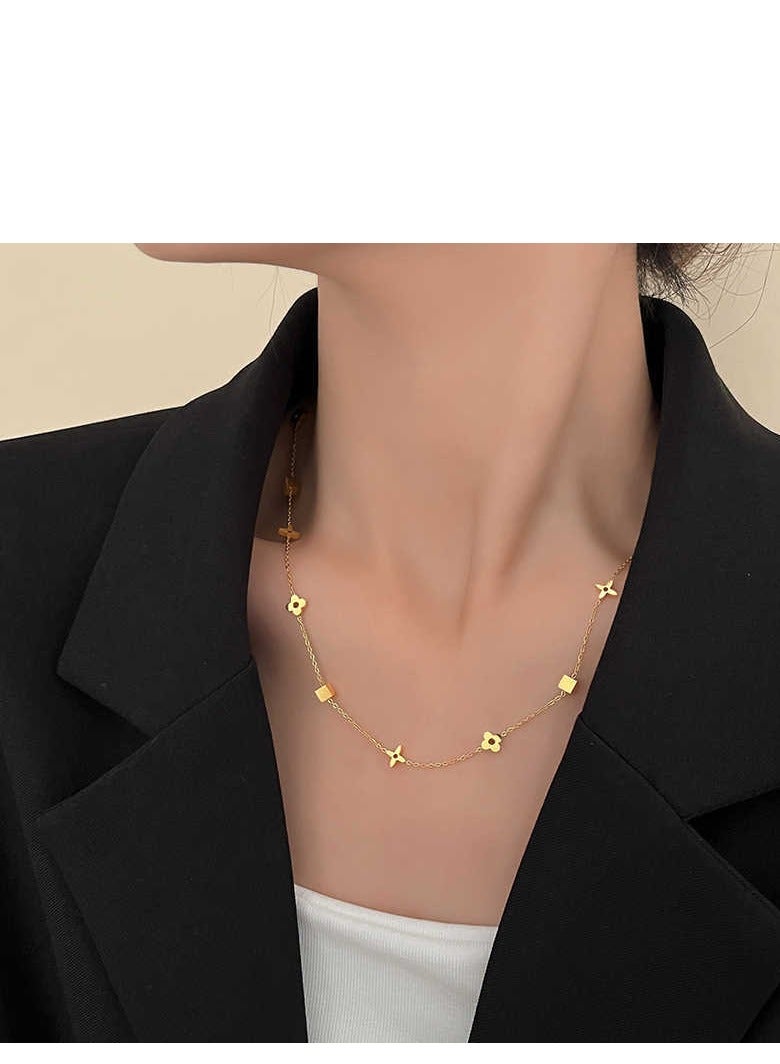 18K Gold Plated  Necklace  Made Of Titanium Steel Non Fade Simple Design  For Daily Wear - Image 3