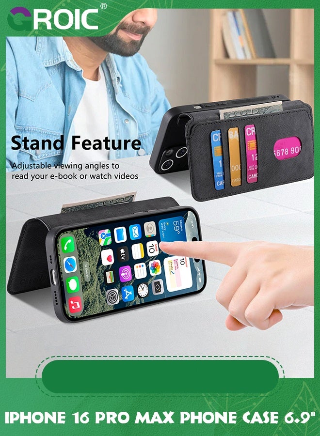 GROIC iPhone 16 Pro Max Case,Magnetic Magsafe case for iPhone 16 Pro Max, iPhone 16 Pro Max Wallet Case with Card Holder,iPhone 16 Pro Max Phone Cover,Leather Flip Folio Case  for iPhone 16 Pro Max 6.9''  - Image 2
