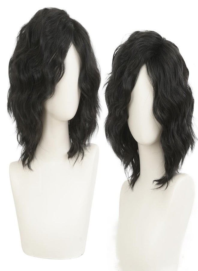 تسيسيس شعر مستعار قصير أسود مجعد للرجال من تسيسيس، شعر مستعار أسود أنمي، شعر مستعار صناعي مموج ومتدرج، مناسب للكوسبلاي، شعر مستعار للجنسين - Image 2