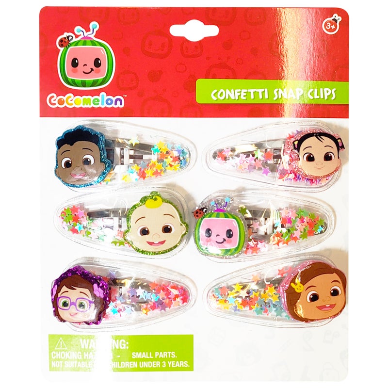LUV HER Cocomelon Hair Clips For Girls 6pc Magical Confetti Hair Clips with Favorite Cocomelon Character Charms Ages 3