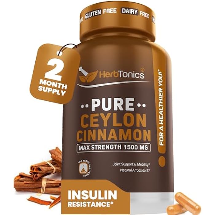 Herbtonics Pure Ceylon Cinnamon Capsules | Immune System, Healthy Weight Management | Non-GMO, Gluten Free | 1500 Mg - 120 Capsules - Image 1