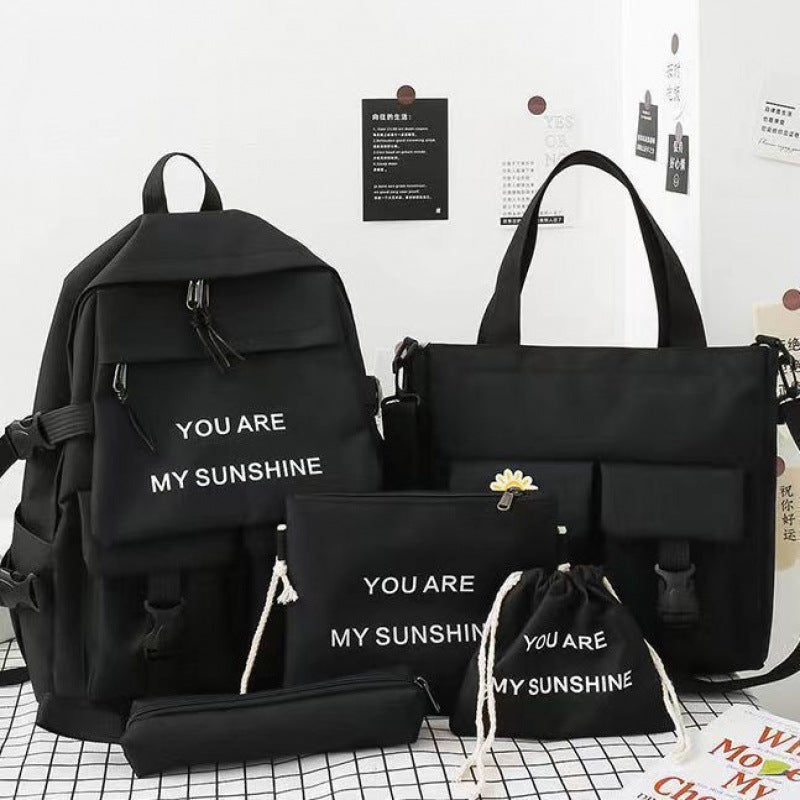 New Style School Bag Set For Women, Korean Version, Primary School Students, Junior High School Students, High School Students, Large Capacity, Small Fresh And Fashionable Backpack - Image 1