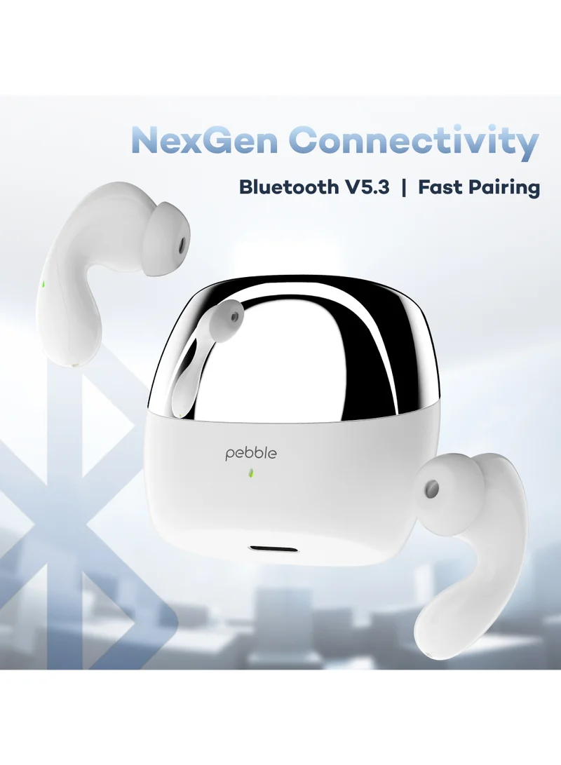 Pebble Wave Buds High Bass Clear Sound Quality, Passive Noise Cancellation, 10mm Dynamic Drivers, Premium Design, Up to 20Hrs Play time, IPX4