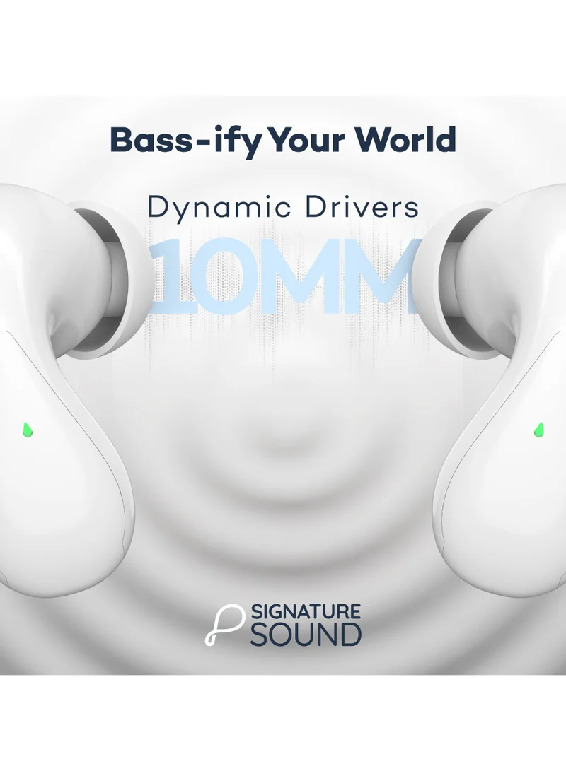 Pebble Wave Buds High Bass Clear Sound Quality, Passive Noise Cancellation, 10mm Dynamic Drivers, Premium Design, Up to 20Hrs Play time, IPX4