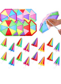 12 Pcs Multicolor Mini Umbrellas for Decorations 10.8 Inch Mini Suny Rainy Umbrella Colorful Miniature Umbrellas for Boys Girl Dolls Decorations Decoration Games Home Accessories Rainbow Style