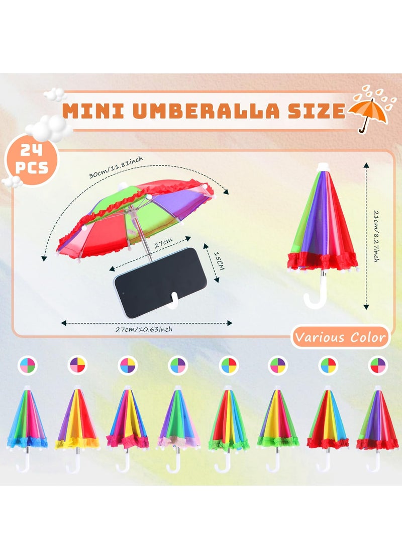SYOSI - 12 Pcs Multicolor Mini Umbrellas for Decorations 10.8 Inch Mini Suny Rainy Umbrella Colorful Miniature Umbrellas for Boys Girl Dolls Decorations Decoration Games Home Accessories Rainbow Style - Image 1