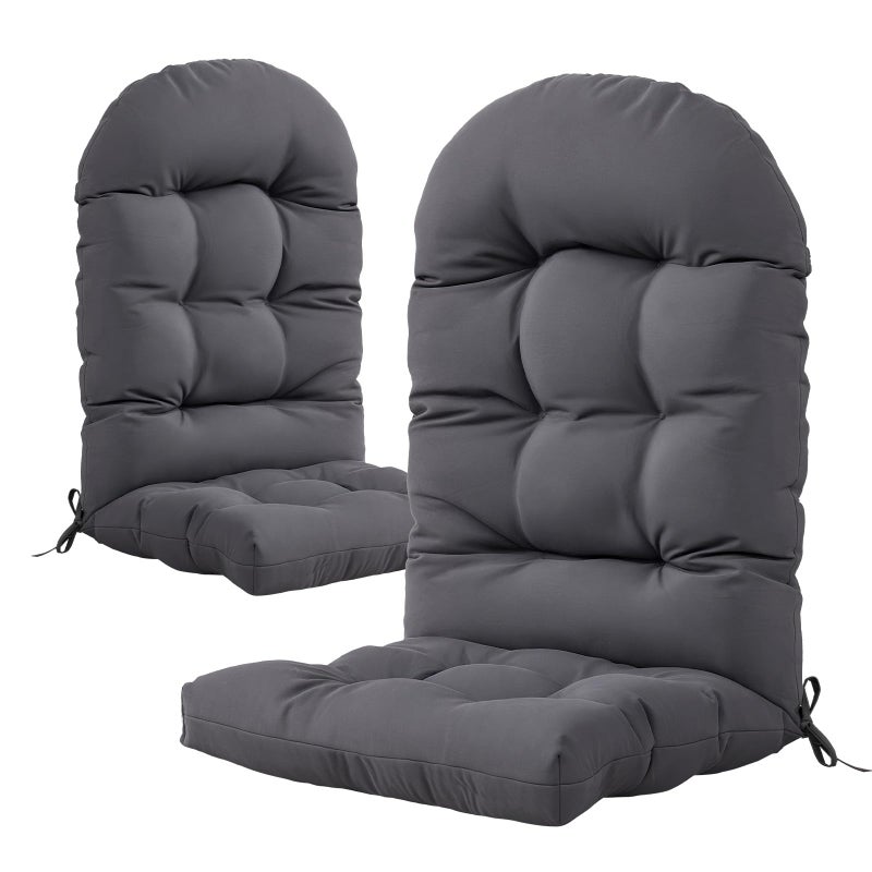 Aoxun Adirondack Chair Cushion, Indoor/Outdoor Rocking Chair Cushion with Ties, Thickened High Back Patio Chair Cushions with High Elasticity PP Cotton Water-Resistant, 2-Pack, Grey - Image 1