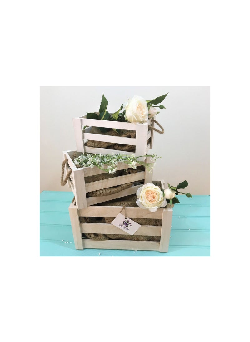 Generic - Set of 3 Shabby Chic Wooden Crates  Perfect for your home design - Image 1