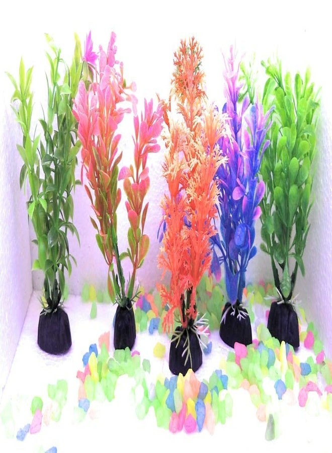 NATLIS Beautiful Multicolour Artificial Aquarium Plastic Plants for Home and Fishes Tank Decoration (Set of 5) - Image 1