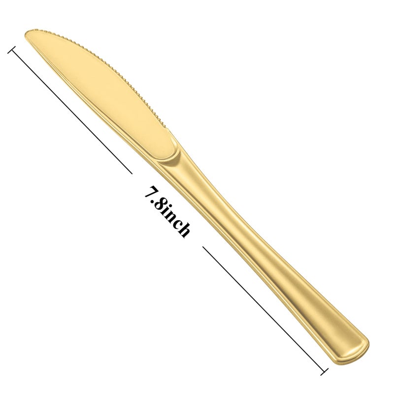 N9R N9R 72 Pack Gold plastic Knives  Solid  Durable and Heavy Duty Plastic Knives  Perfect Utensils for Parties  Weddings and other Formal Events  - Image 2