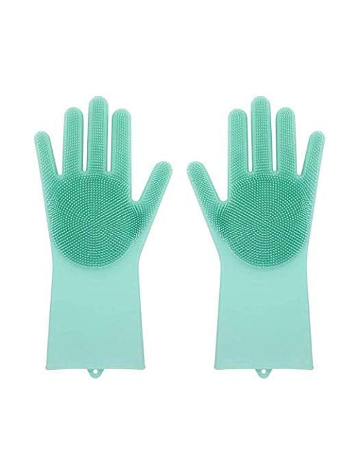 TOP SELECT Top Select Scrub Cleaning Gloves with Scrubber for washing (Multicolour, 1 Pair)  - Image 1
