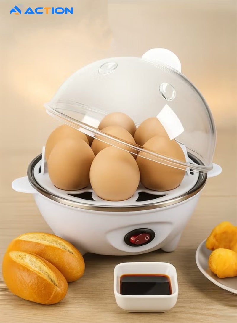 أكشن جهاز طهي البيض بالبخار وغلي البيض الكهربائي بقوة 350 وات - غطاء شفاف مقاوم للحرارة - سعة 7 بيضات - تصميم صغير الحجم وقابل للحمل وسهل الاستخدام - مثالي لوجبات إفطار سريعة وصحية - Image 1