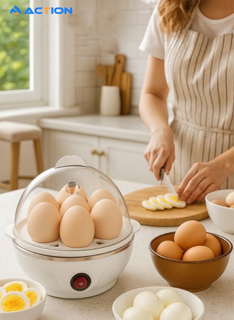 أكشن جهاز طهي البيض بالبخار وغلي البيض الكهربائي بقوة 350 وات - غطاء شفاف مقاوم للحرارة - سعة 7 بيضات - تصميم صغير الحجم وقابل للحمل وسهل الاستخدام - مثالي لوجبات إفطار سريعة وصحية - Image 3