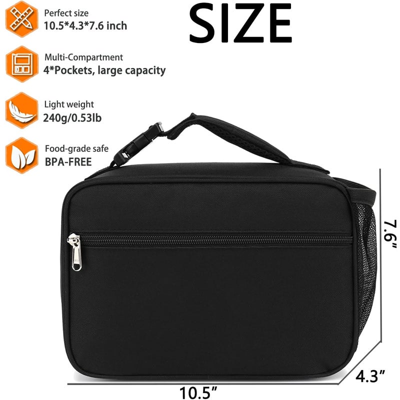 GYEUKHAM Insulated Lunch Box for School, Thermal Reusable Durable Freezable Lunch Bags for Kids Boys Girls Men Women - Small Soft Cooler Portable Lunch Tote Kit for Work Picnic Travel,Black - Image 3