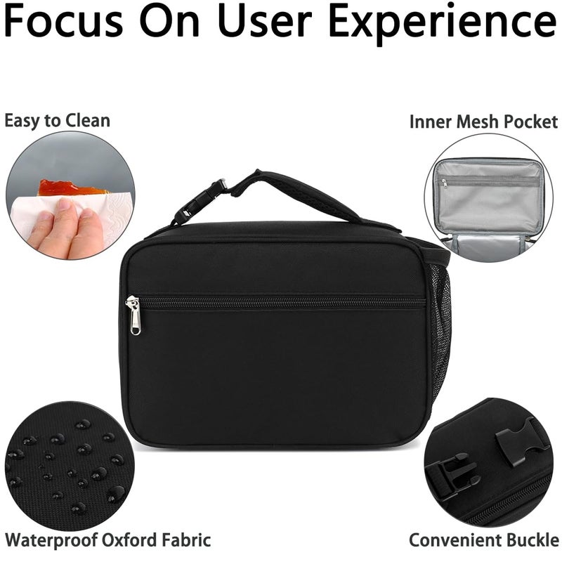 GYEUKHAM Insulated Lunch Box for School, Thermal Reusable Durable Freezable Lunch Bags for Kids Boys Girls Men Women - Small Soft Cooler Portable Lunch Tote Kit for Work Picnic Travel,Black - Image 4