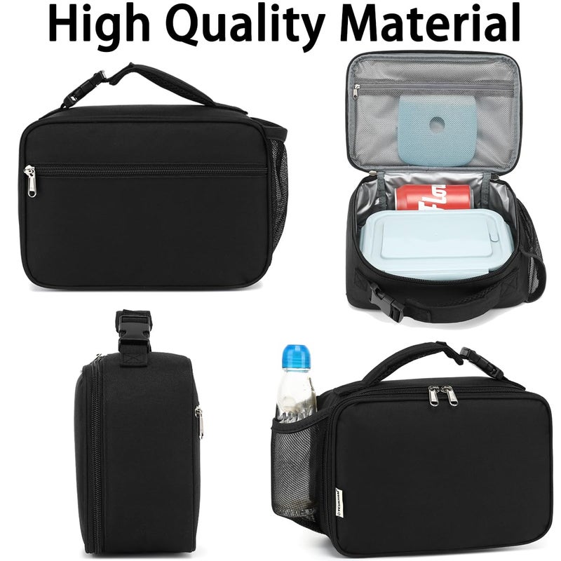 GYEUKHAM Insulated Lunch Box for School, Thermal Reusable Durable Freezable Lunch Bags for Kids Boys Girls Men Women - Small Soft Cooler Portable Lunch Tote Kit for Work Picnic Travel,Black - Image 5