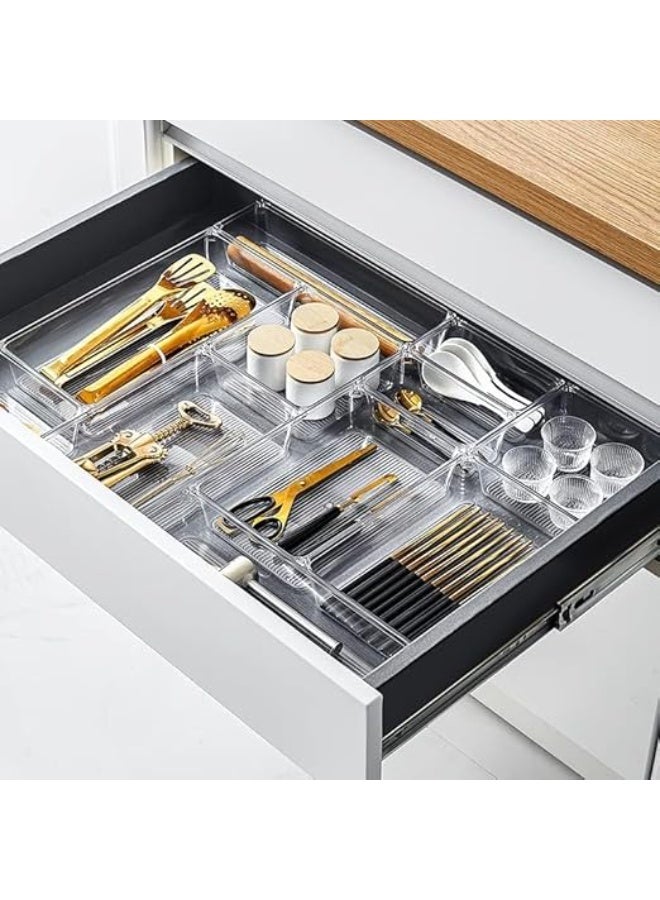 9-piece set of clear acrylic drawer organizers in various sizesLarge size: 25 * 16 cm; Medium size: 16 * 16 cm; Small size: 8 * 8 cm - Image 1