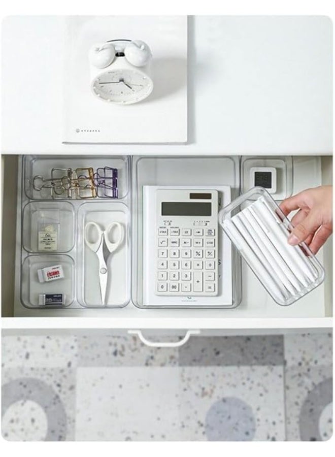 9-piece set of clear acrylic drawer organizers in various sizesLarge size: 25 * 16 cm; Medium size: 16 * 16 cm; Small size: 8 * 8 cm - Image 3