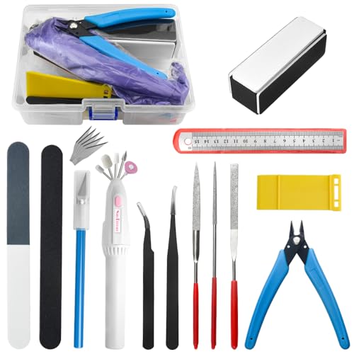 BXQINLENX Professional 15 PCS Model Tools Kit Modeler Basic Tools Craft Set Hobby Building Tools Kit for Gundam Car Model Building Repairing and Fixing(C) - Image 1