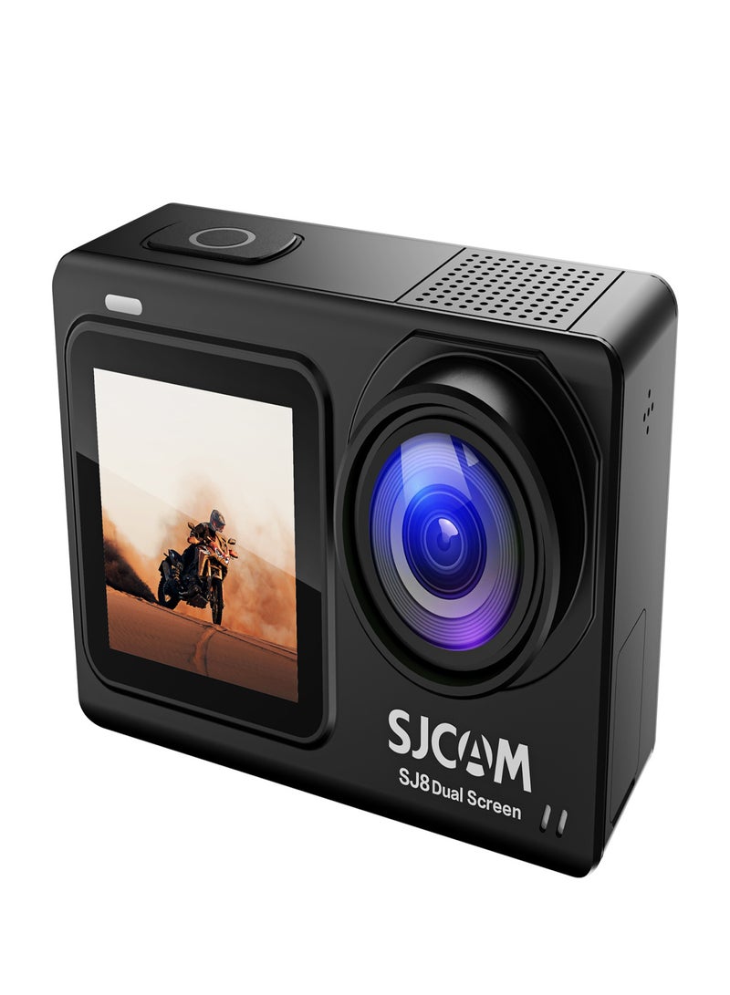 أس جي كام كاميرا SJCAM SJ8 الرياضية المحمولة بشاشة مزدوجة عالية الدقة 4K/30 إطارًا في الثانية، بدقة 20 ميجابكسل وشاشة لمس IPS مقاس 2.33 بوصة، مع غلاف مقاوم للماء حتى عمق 30 مترًا، مثالية للرياضات الخارجية وركوب الأمواج والغوص. - Image 1