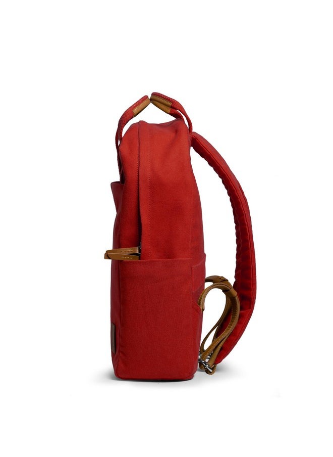 DailyObjects DailyObjects Crimson Red Field Daypack|Casual backpack fits upto 14" inch laptop with Luggage Sleeve| Unisex Travel Backpack | Made of Durable Canvas Material | Zippered Compartments with Pockets  - Image 5