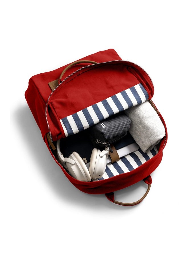 DailyObjects DailyObjects Crimson Red Field Daypack|Casual backpack fits upto 14" inch laptop with Luggage Sleeve| Unisex Travel Backpack | Made of Durable Canvas Material | Zippered Compartments with Pockets  - Image 4