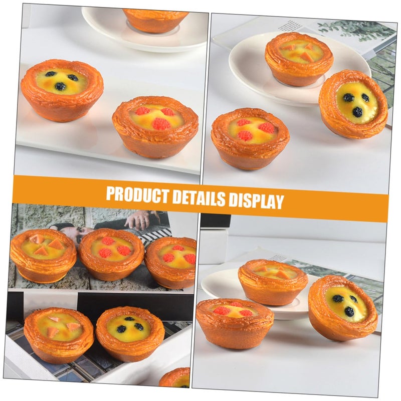Realistic Egg Tart Model 2 Pieces Artificial Cake Dessert Decor For Bakery Shop - Image 5