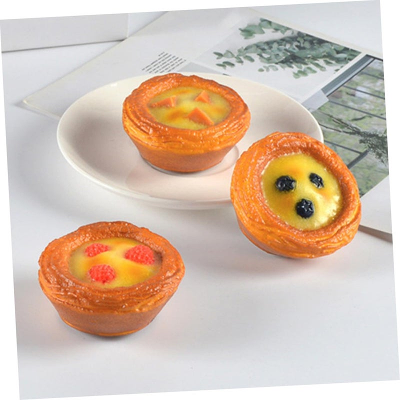 Realistic Egg Tart Model 2 Pieces Artificial Cake Dessert Decor For Bakery Shop - Image 3