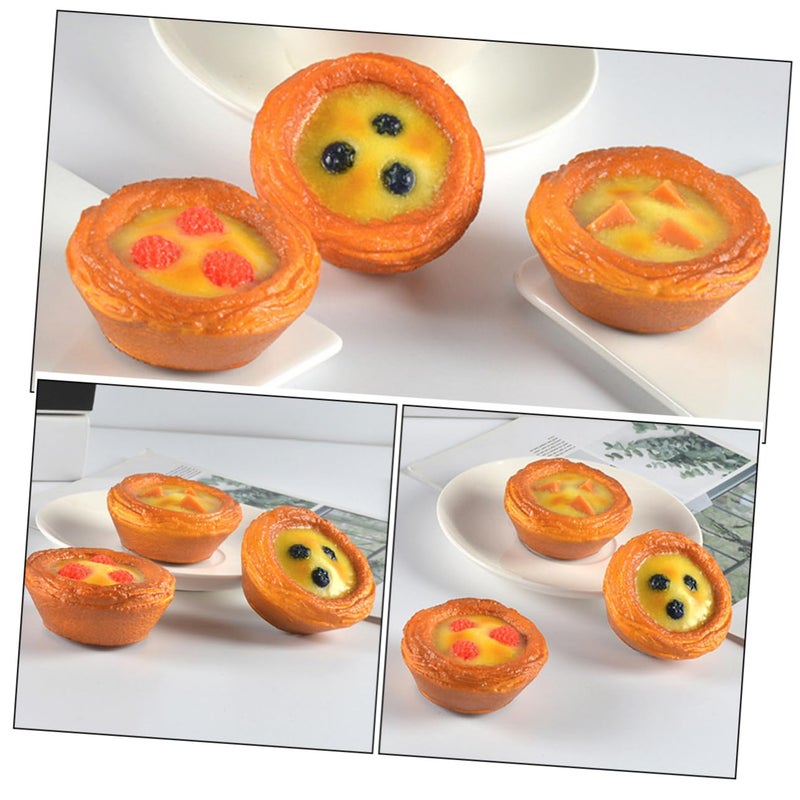 Realistic Egg Tart Model 2 Pieces Artificial Cake Dessert Decor For Bakery Shop - Image 4