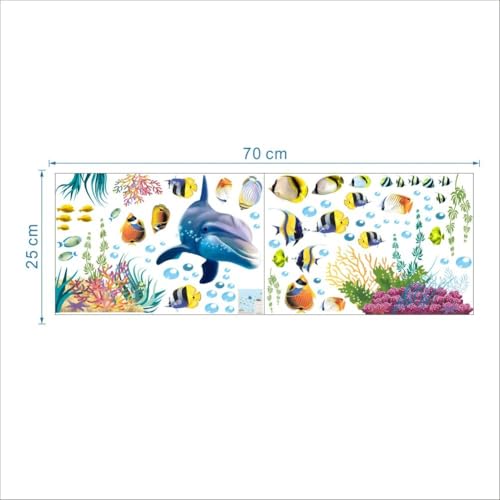 Light up in the Dark Ocean Wall Stickers for Under The Sea Theme Cute Fish Blue Dolphin Seagrass Coral Wall Mural Multicolored for Nursery Kids Room (Under The Sea) - Image 5