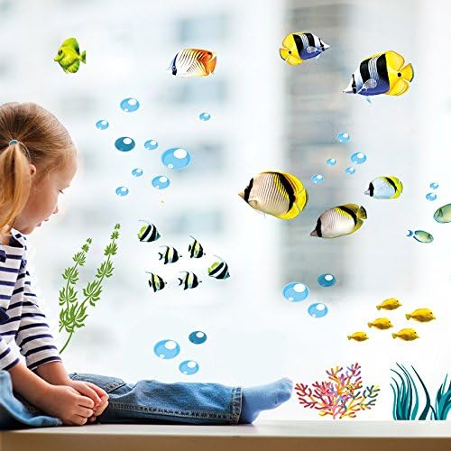 Light up in the Dark Ocean Wall Stickers for Under The Sea Theme Cute Fish Blue Dolphin Seagrass Coral Wall Mural Multicolored for Nursery Kids Room (Under The Sea) - Image 4