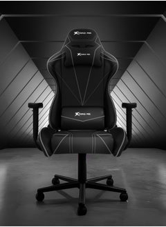 XTRIKE ME Gaming Chair Adjustable Computer Chair PC Office PU Leather High Back Lumbar Support comfortable armrest Headrest Gray and black On Wheels GC-909  - Image 1