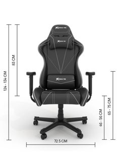 XTRIKE ME Gaming Chair Adjustable Computer Chair PC Office PU Leather High Back Lumbar Support comfortable armrest Headrest Gray and black On Wheels GC-909  - Image 3