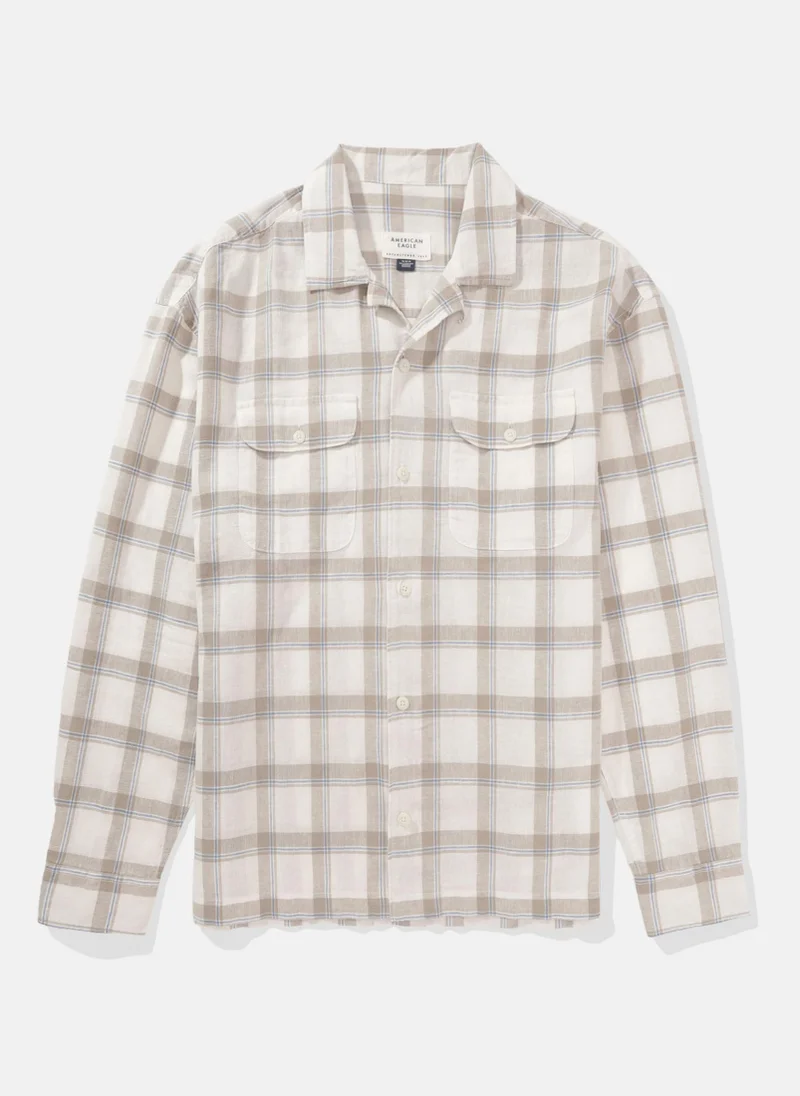 امريكان ايجل Collar Linen Checked Shirt