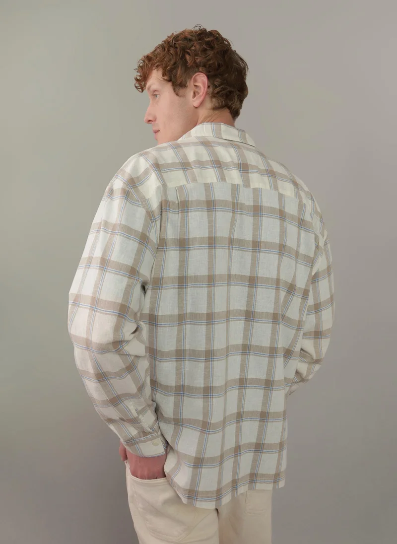 امريكان ايجل Collar Linen Checked Shirt