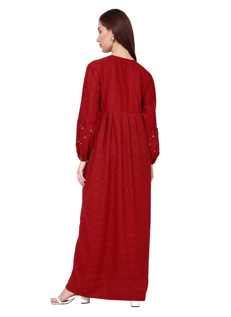 هانا آند سارا LONG VISCOSE UNIQUE EMBROIDERY LONG SLEEVES ARABIC KAFTAN JALABIYA DRESS