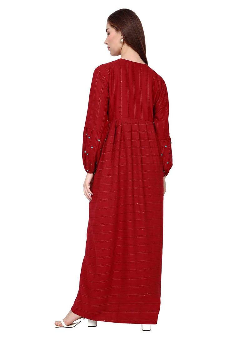 HANA & SARA LONG VISCOSE UNIQUE EMBROIDERY LONG SLEEVES ARABIC KAFTAN JALABIYA DRESS - Image 2