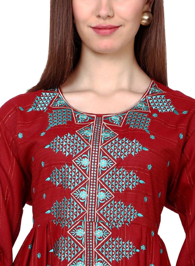 HANA & SARA LONG VISCOSE UNIQUE EMBROIDERY LONG SLEEVES ARABIC KAFTAN JALABIYA DRESS - Image 3