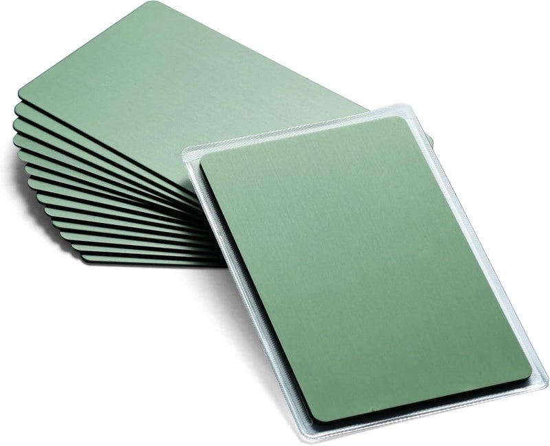 OESDLTD Thick Aluminum Metal Business Cards Anodized Aluminum 86 X 54 X 0.8mm 15 pcs Include Protector Sleeves (Deep Forest Green) - Image 1