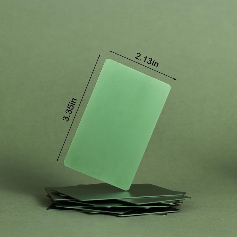 OESDLTD Thick Aluminum Metal Business Cards Anodized Aluminum 86 X 54 X 0.8mm 15 pcs Include Protector Sleeves (Deep Forest Green) - Image 2