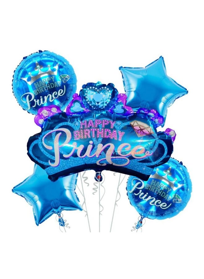 Propsicle - Propsicle 32" Large Blue Prince Theme Birthday Decoration For Kids, Happy Birthday Party Crown Helium Foil Balloon First Birthday Decoration - Pack of 5 - Image 1
