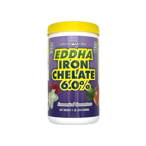 Grow More 0.2-0-0 EDDHA Iron Chelate for Greener Plants on Soils with pH of 7 or Above - 1lb of Water Soluble Chelated 6% Iron for Plants - Image 1