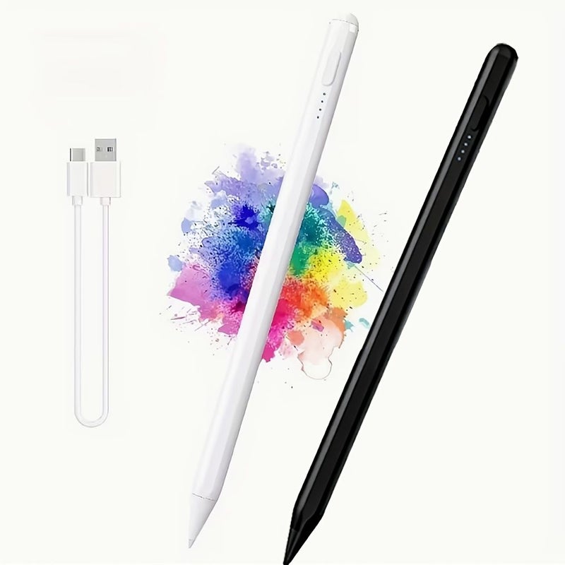 White Universal Capacitive Stylus With 2 Pen Tips For IOS Android Phone Tablet - Image 1