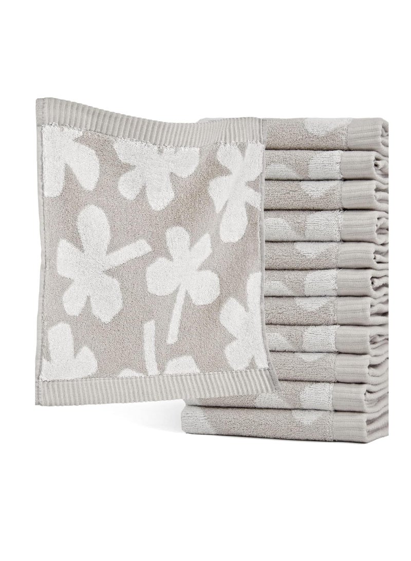 SYOSI Microfiber Washcloths Towels Set, Highly Absorbent and Super Soft Fingertip Towels, Multi-Purpose Wash Cloths for Bathroom, Hotel, Spa, and Gym, 12x12 Inch, Light Gray - Image 1