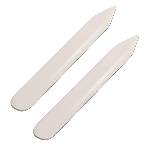 WUTA Bone Folder Genuine 2Pcs Cattle Bone Paper Creaser Scrapbooking Tool for DIY Handmade Burnishing Bookbinding Cards and Paper Crafts - Image 1