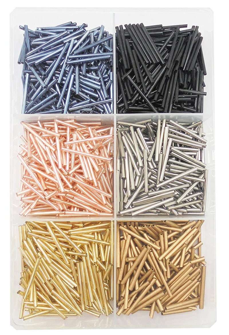 eshoppee eshoppee 200 gm Multicolor Glass Cut Pipe Beads for Jewellery Making kit Art and Crafts Materials for Embroidery Necklace Bracelet Earring Making Materials DIY kit (8)  - Image 1
