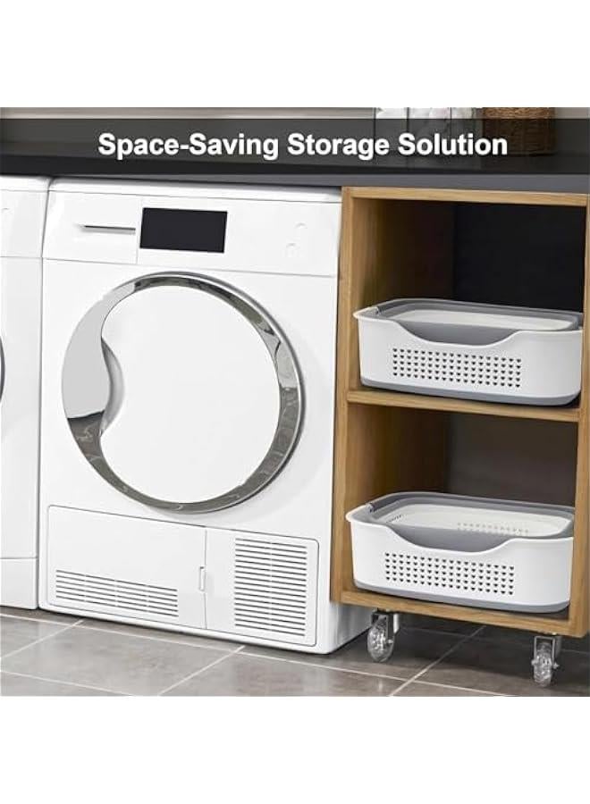 MIXDE Collapsible Laundry Basket, Laundry Basket with Handles Foldable Pop-up Storage Container, Durable & Waterproof Organizer Space Saving Plastic Laundry Basket for Laundry, Home - Image 3