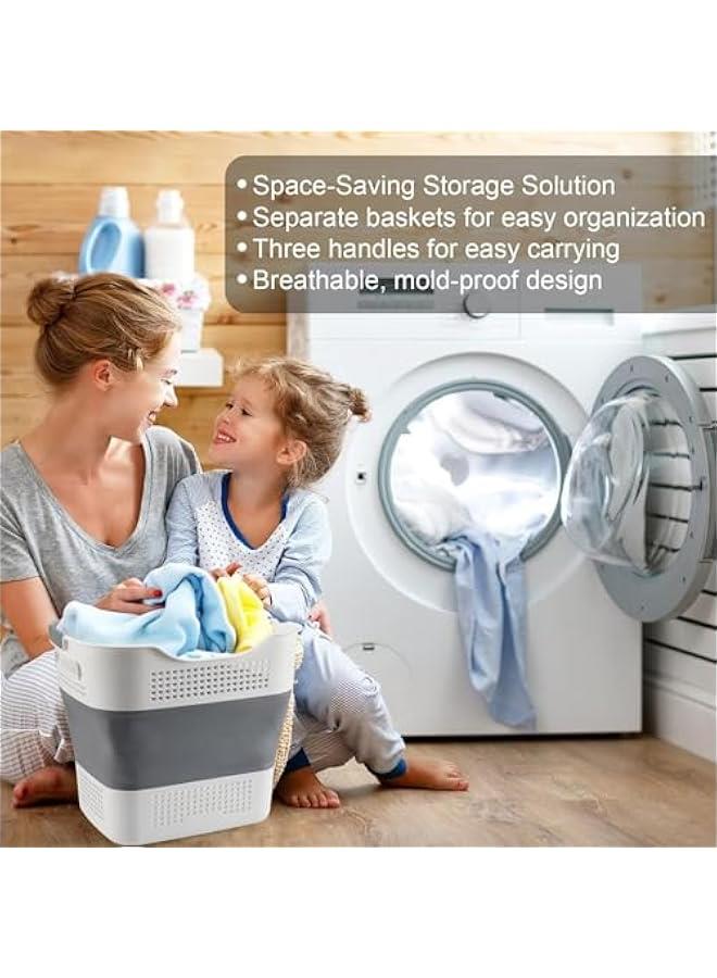 MIXDE Collapsible Laundry Basket, Laundry Basket with Handles Foldable Pop-up Storage Container, Durable & Waterproof Organizer Space Saving Plastic Laundry Basket for Laundry, Home - Image 2