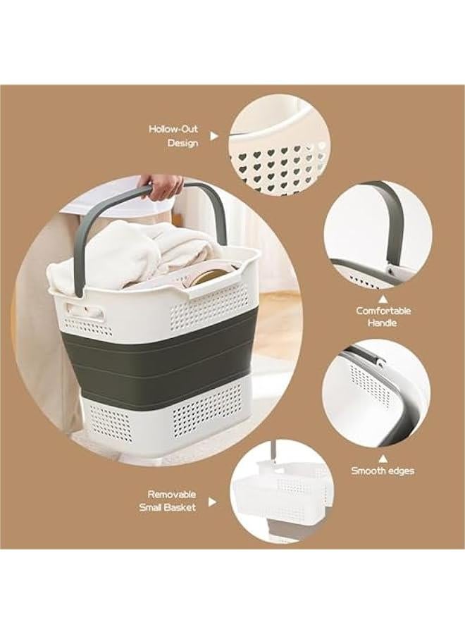 MIXDE Collapsible Laundry Basket, Laundry Basket with Handles Foldable Pop-up Storage Container, Durable & Waterproof Organizer Space Saving Plastic Laundry Basket for Laundry, Home - Image 5