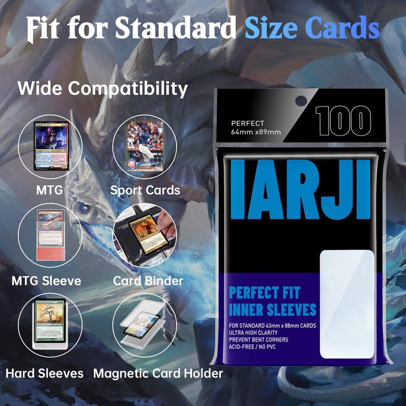 IARJI 2400ct Perfect Fit Sleeves, Perfect Fit Card Sleeves, Inner Sleeves MTG, Exact Fits Sleeve for Double-Sleeving, High Clarity Trading Card Sleeve for PKM, TCG, Gaming Cards - Image 3